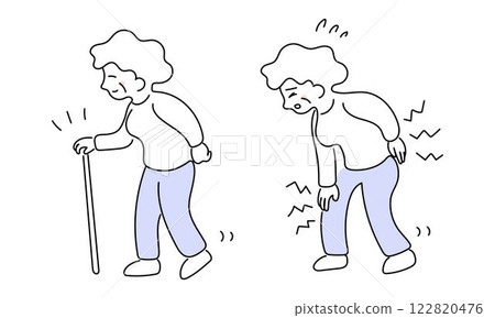 Elderly woman walking with a cane after rehabilitation Elderly woman walking with a cane after rehabilitation 122820476