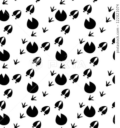 vector footprints seamless pattern of pets and farm animals in flat and outline style in black color 122821074
