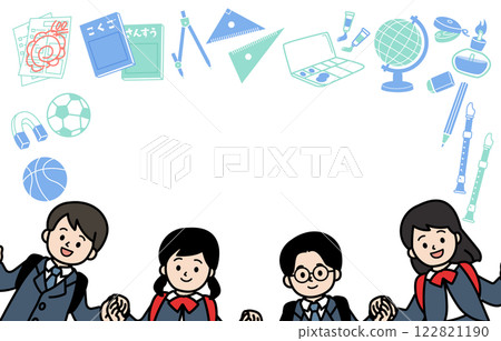 兒童和學校用品的向量插圖框架 122821190