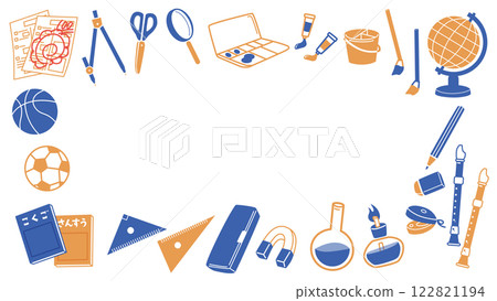 學校用品向量插圖框架 學校用品向量插圖框架 122821194