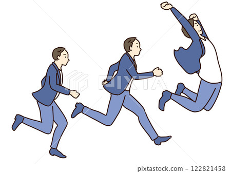 Hop, step, jump, growing businessman Hop, step, jump, growing businessman 122821458