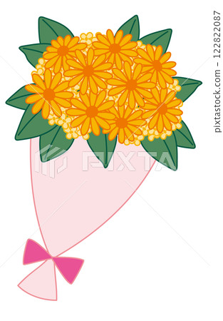 一束橙色非洲菊的手繪插圖 一束橙色非洲菊的手繪插圖 122822087