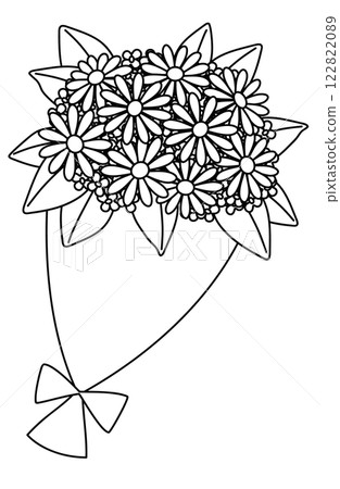 Monochrome illustration material: Bouquet of gerberas Monochrome illustration material: Bouquet of gerberas 122822089