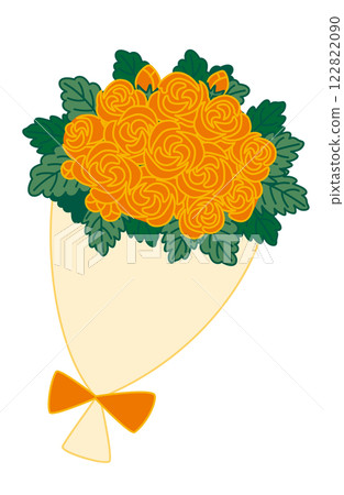 Hand-drawn illustration of a bouquet of orange roses Hand-drawn illustration of a bouquet of orange roses 122822090