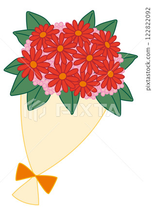 一束紅色非洲菊的手繪插畫素材 一束紅色非洲菊的手繪插畫素材 122822092