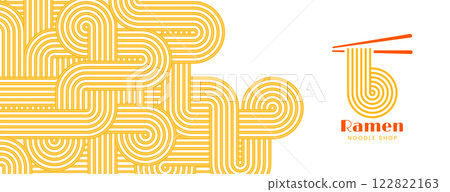 Vector ramen noodles banner template, poster with pattern of spaghetti or pasta texture Vector ramen noodles banner template, poster with pattern of spaghetti or pasta texture 122822163