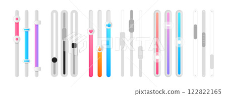 Vector set of scroll bars, volume or brightness sliders for website or web page Vector set of scroll bars, volume or brightness sliders for website or web page 122822165