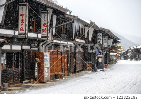 長野縣奈良井宿白雪皚皚 122822182