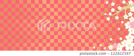 Spring flowers blooming background illustration Checkered background 122822587