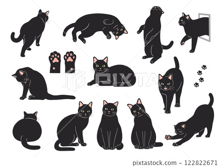 黑貓插畫素材集 122822671
