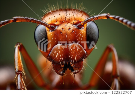 Ant in nature. Closeup macro shot in high detail. Ai Generative 122822707