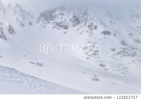 Winter mountain ranges as seen from Senjojiki Cirque, Nagano Prefecture 122822727