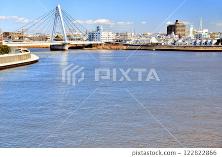 Aoto Bridge/View towards Takasago Bridge from Nakagawa River (Katsushika Ward, Tokyo) [2025.1] 122822866