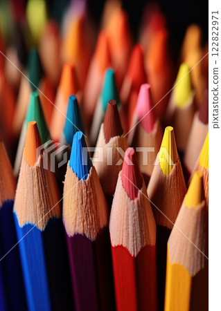 Coloring pens closeup macro shot. Generative Ai 122822971