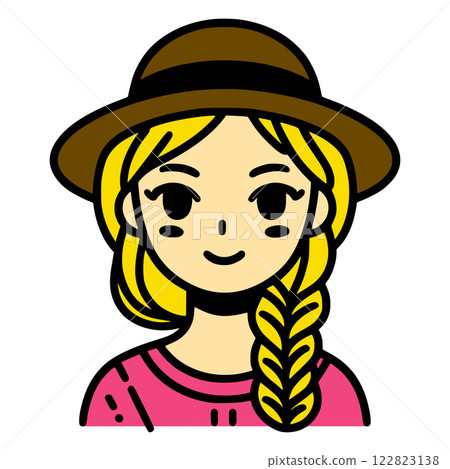 stylish simple vector of a blonde-haired woman with a hat generative ai stylish simple vector of a blonde-haired woman with a hat generative ai 122823138