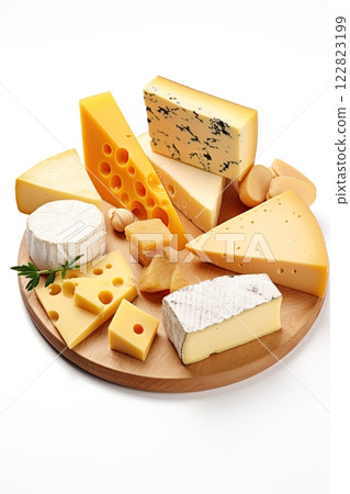 Chesse variety isolated on white background. Ai Generative 122823199