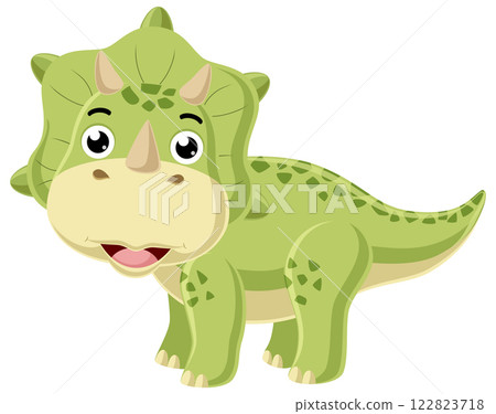 Cartoon little triceratops on white background 122823718
