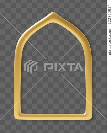 Golden 3d arch or window frame with shadow isolated on transparent background Golden 3d arch or window frame with shadow isolated on transparent background 122823934
