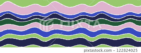 Abstract Wavy Striped Pattern with Pink, Green, and Blue Tones in Seamless Design for Modern Textures and Background 122824025