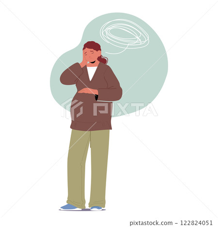Frustrated depressed pregnant woman suffering from anxiety symptoms, obsessive thoughts and fears 122824051