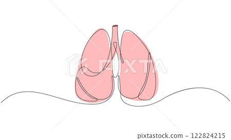 Lungs continuous one line drawing. Hand drawn human organs concept. Trendy single line design. Vector illustration. Lungs continuous one line drawing. Hand drawn human organs concept. Trendy single line design. Vector illustration. 122824215