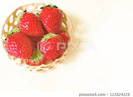 新鮮草莓籃框架背景插圖 122824228