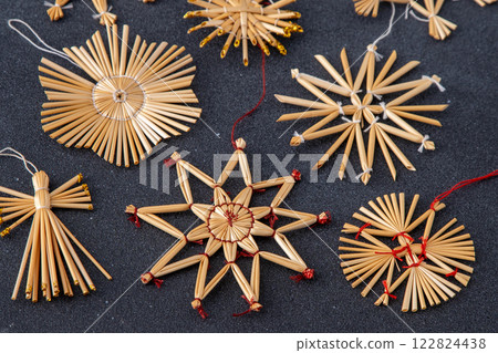 Straw Star Decoration for Christmas tree Straw Star Decoration for Christmas tree 122824438