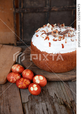 Easter food background. 122824475