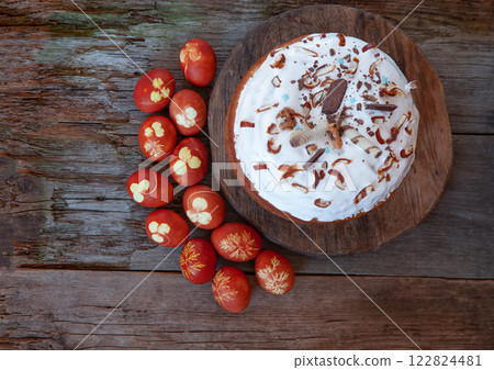 Easter food background. 122824481