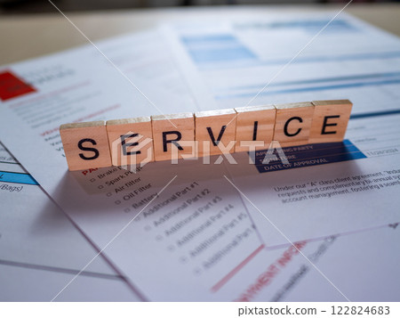 Service overview business environment document type professional setting close-up client engagement 122824683