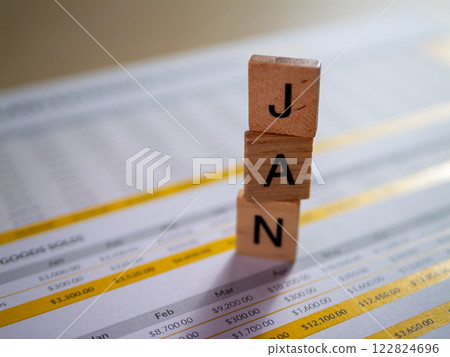 Indoor setting for monthly budget planning organizing financial documents effectively 122824696