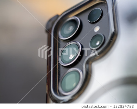Showcasing smartphone camera technology urban setting product close-up view innovation Showcasing smartphone camera technology urban setting product close-up view innovation 122824788