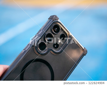 Smartphone action urban environment mobile device close-up viewpoint technology concept 122824904