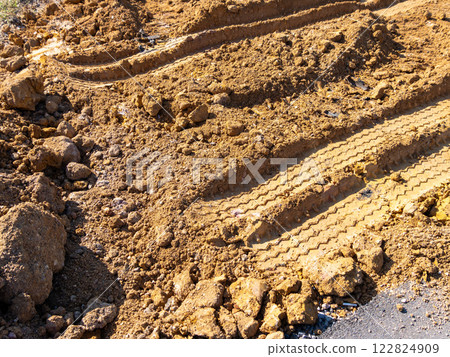 Construction excavation progress urban site soil texture outdoor ground level development insights Construction excavation progress urban site soil texture outdoor ground level development insights 122824909