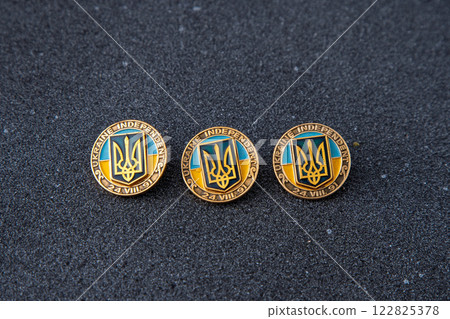 Badge with the Coat of Arms of Ukraine for Independence Day Badge with the Coat of Arms of Ukraine for Independence Day 122825378