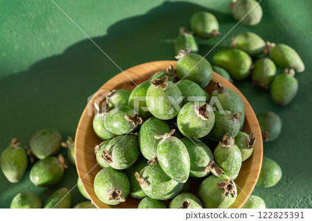Feijoa green fruit. Feijoa green fruit. 122825391