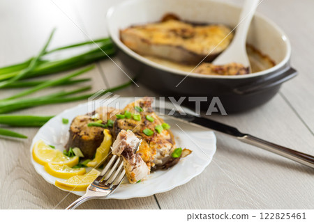 Gourmet dinner with juicy fish 122825461