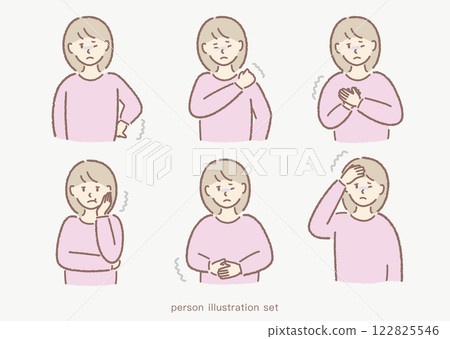 Body pain woman illustration set Body pain woman illustration set 122825546