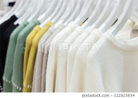 Apparel store clothes on display Apparel store clothes on display 122825634
