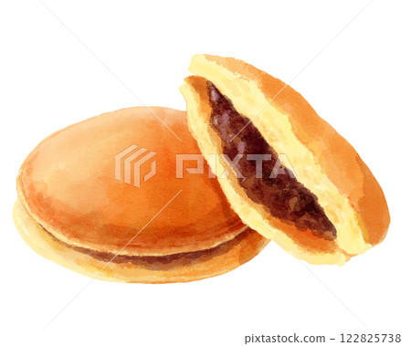 Dorayaki watercolor illustration (cross section) 122825738