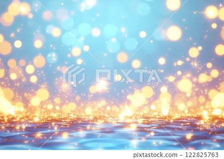 Abstract background image of shining light in light blue and orange 122825763