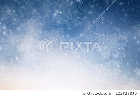 Winter iced blue pattern with snowflakes, holiday seasonal background. Happy new year 122825839
