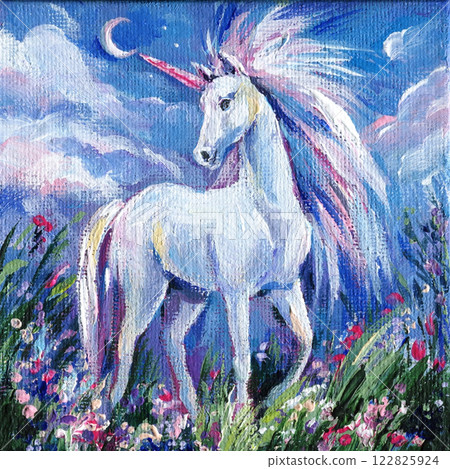 mystical unicorn under the moonlight, fantasy landscape, magical night scene, acrylic dreamlike fairy tale painting, oil mystical unicorn under the moonlight, fantasy landscape, magical night scene, acrylic dreamlike fairy tale painting, oil 122825924
