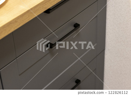 Shot of the drawers in the kitchen Shot of the drawers in the kitchen 122826112