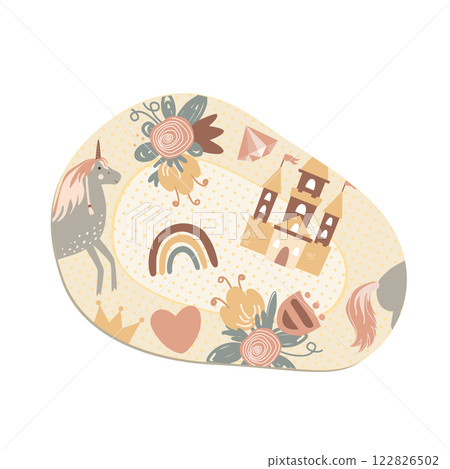 Cute kids sticking eye plaster with flowers and unicorn pattern. Isolated vector illustration. Amblyopia, strabismus, or lazy eye treatment concept. Cute kids sticking eye plaster with flowers and unicorn pattern. Isolated vector illustration. Amblyopia, strabismus, or lazy eye treatment concept. 122826502