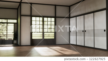 Muji style Empty room minimal with wood panels wall background Muji style Empty room minimal with wood panels wall background 122827925