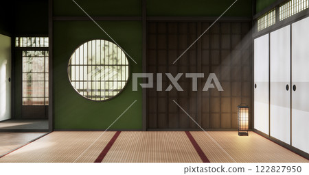 Architecture and interior concept Empty room and wood panels wall background 3D illustration rendering 122827950