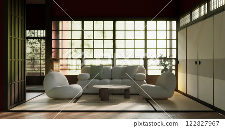 valentines living room japanese traditional style. 3D rendering valentines living room japanese traditional style. 3D rendering 122827967
