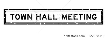 Grunge black town hall meeting word square rubber seal stamp on white bacckground 122828446