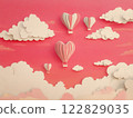 paper art of hot air balloon flying 122829035